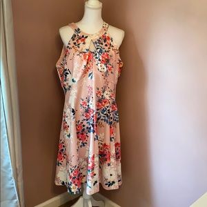 Pink floral midi dress